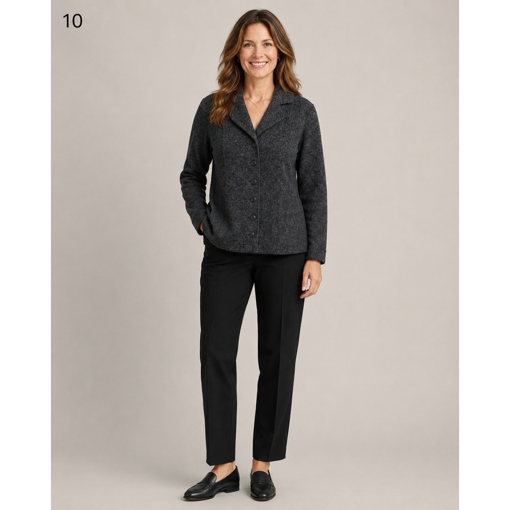 The Territory Ahead Charcoal Wool Blend Blazer Jacket Womens Small Button Front